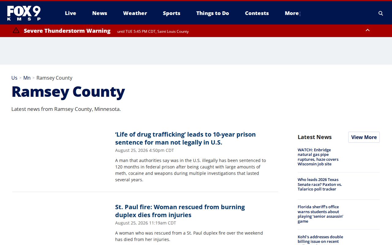 Ramsey County crime news and arrest-record coverage on the FOX 9 local news tag