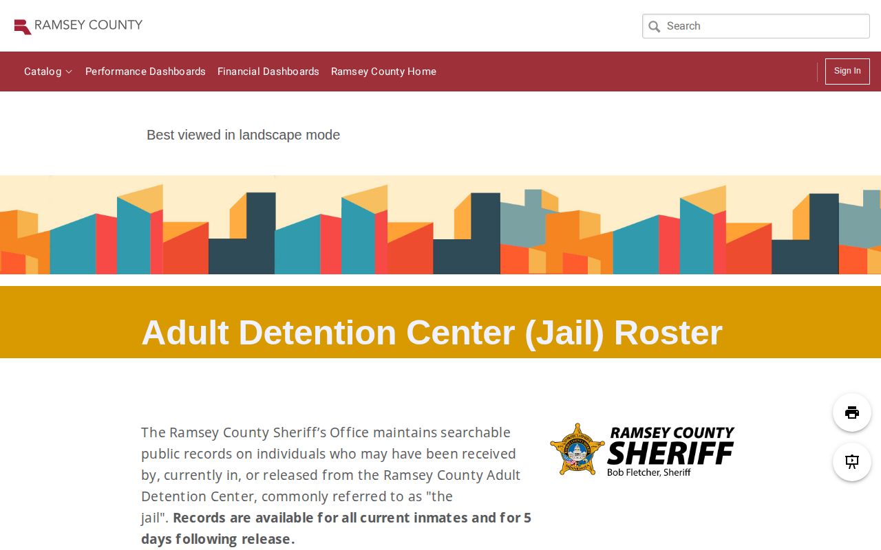 Ramsey County Adult Detention Center roster search for recent adult bookings